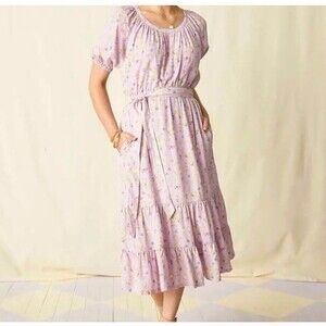 Matilda Jane Enchanted Garden Artist Dress L Tiered Floral Midi Cottagecore